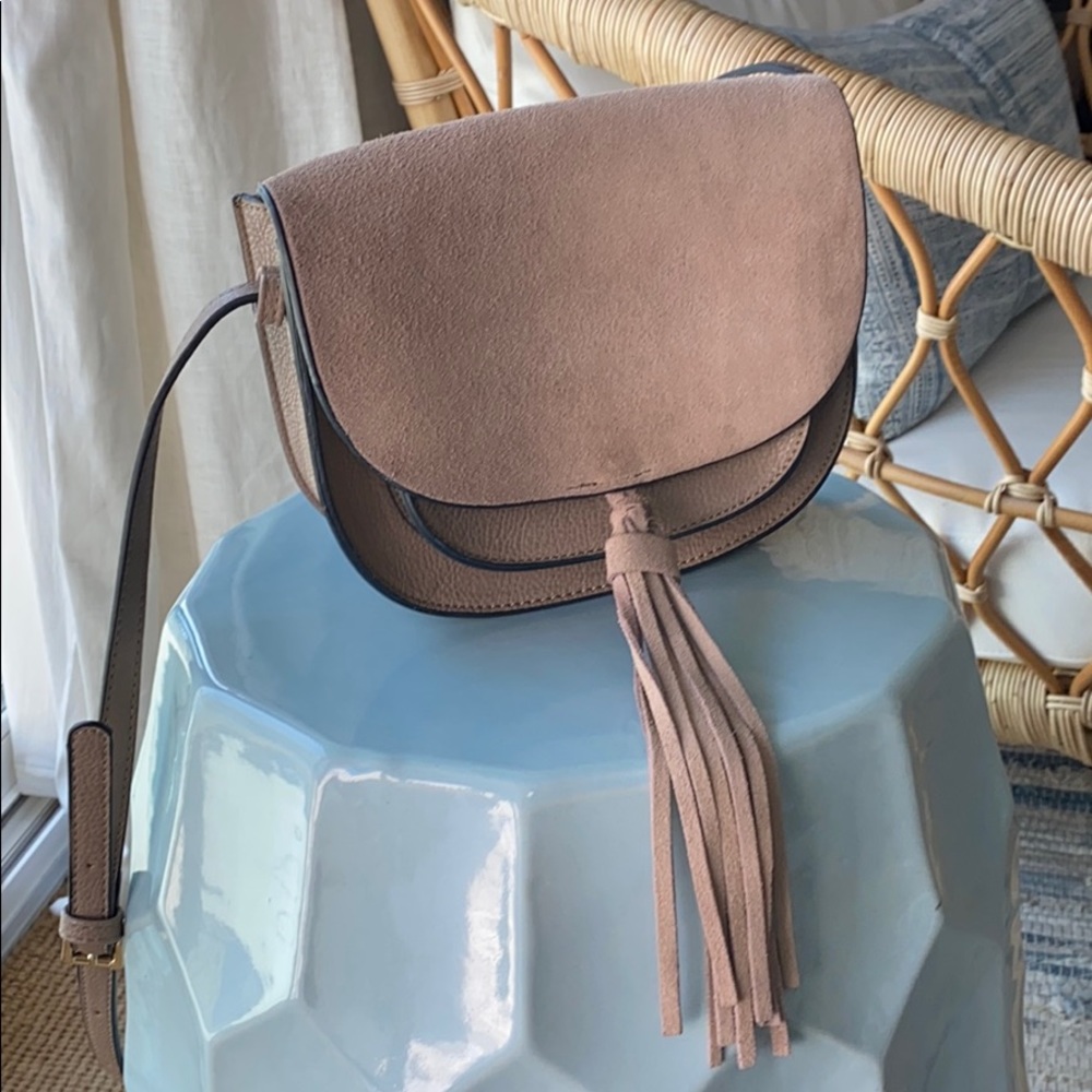 Faux Suede/Leather Purse with Tassel